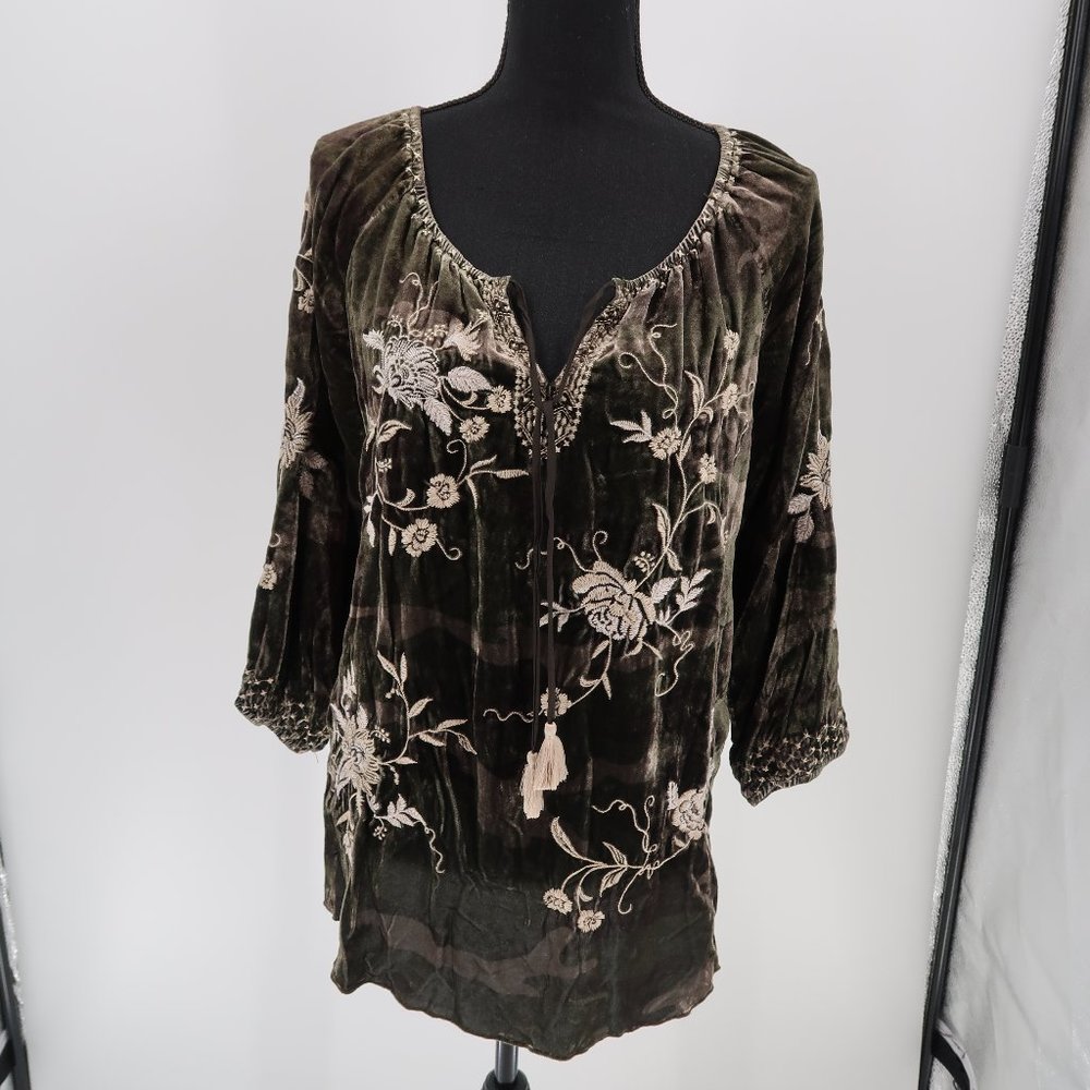 JOHNNY WAS Millie Velvet Peasant Blouse - Picture 3 of 10